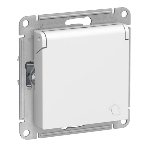 Механизм розетки 1-м СП AtlasDesign 16А IP20 с заземл. защ. шторки с крышкой белый