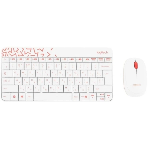 Комплект клавиатура+мышь Logitech MK240 Nano беспроводной, USB, 1000 DPI, белый