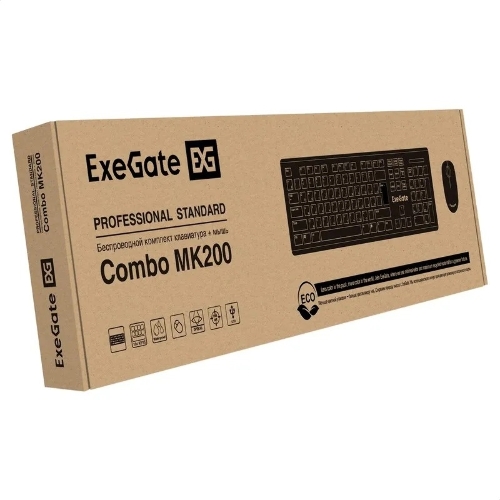 Комплект клавиатура+мышь ExeGate Professional Standard Combo MK200 беспроводной, USB, 1200 DPI, чёрный