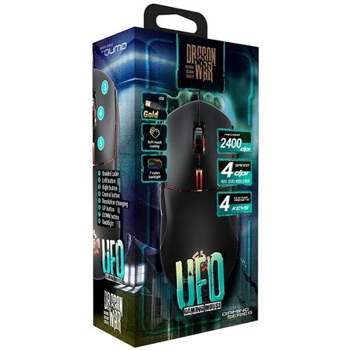 Мышь проводная Qumo UFO M77 черный, 2400 dpi, USB, кнопки - 6