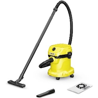 Строительный пылесос Karcher WD 2 V-15/4/18 желтый, 180/1000 Вт, уборка сухая/влажная, пылесборник мешок/контейнер, 15 л