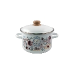 Кастрюля Appetite 1RD221М Roses с крышкой, эмалированная сталь, цилиндрическая 5,5 л