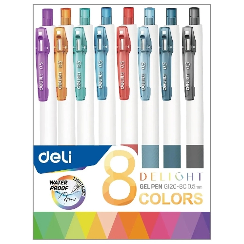 Набор ручек гелевых Deli Delight EG120-8C (8шт), 8 цветов