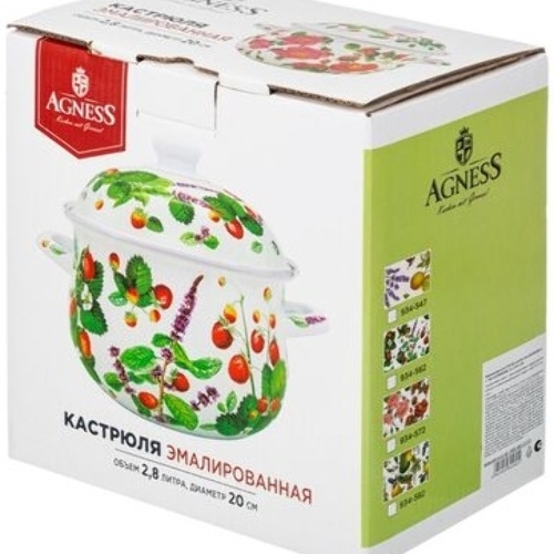 Кастрюля эмалированная AGNESS 934-562 Фруктовая корзина, 2.8 л