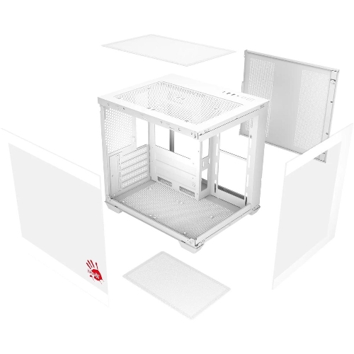 Компьютерный корпус Bloody CC-121 белый без БП mATX 7x120мм 1xUSB2.0 1xUSB3.0 audio