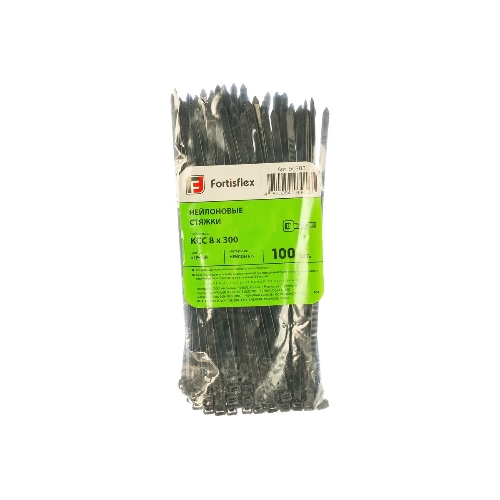 Нейлоновые стяжки Fortisflex КСС 8х300 черный 100 штук