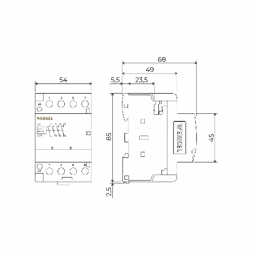 Контактор модульный WERKEL 63 A 4NO (3 мод.) W943M63O