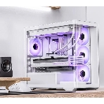 Корпус без блока питания JONSBO D300, Mini-Tower, TG, no fan, 2xUSB-A 3.2 + 1xUSB-C 3.2, mATX, mITX White