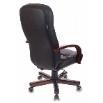 Кресло руководителя Бюрократ T-9908/WALNUT черный, кожа, крестовина металл