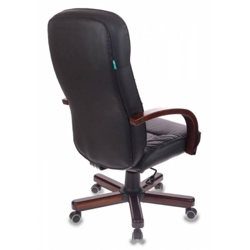 Кресло руководителя Бюрократ T-9908/WALNUT черный, кожа, крестовина металл