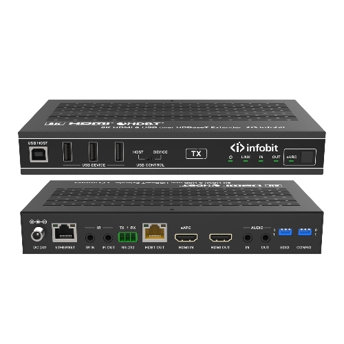 Удлинитель сигнала HDMI, USB Infobit iTrans E90U8K разрешение 8К/30, USB 2.0 до 90 метров, eARC