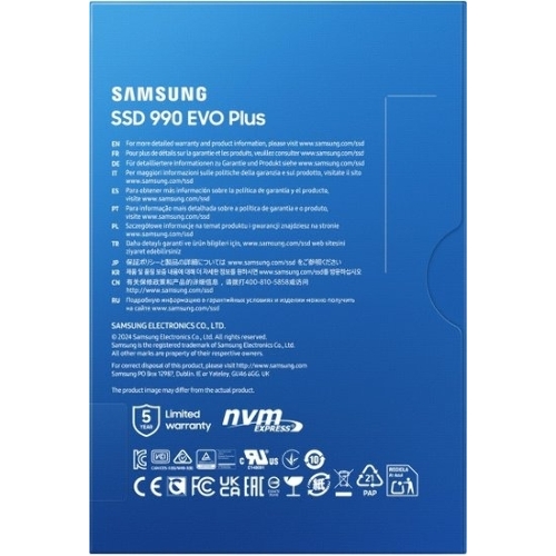 Накопитель SSD Samsung 990 EVO Plus, 2Tb, M.2 2280, PCIe 4.0 x4, NVMe, R/W 7250/6300