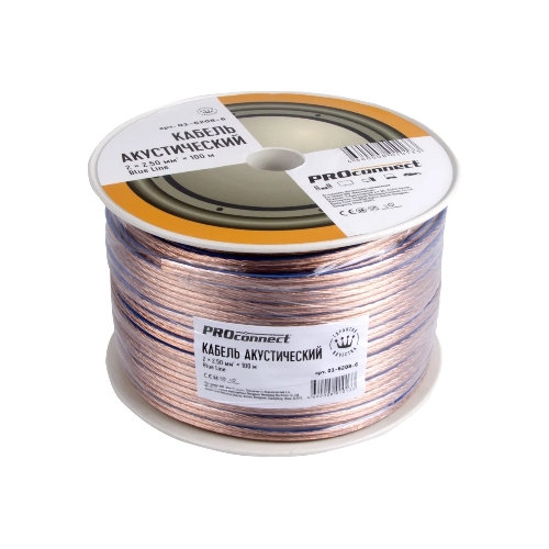 Рамка Кабель акустический PROconnect 2х2.50 кв.мм, прозрачный BLUELINE, 100 м 01-6208-6