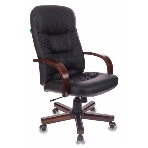 Кресло руководителя Бюрократ T-9908/WALNUT черный, кожа, крестовина металл