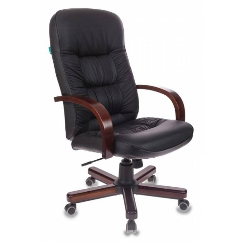 Кресло руководителя Бюрократ T-9908/WALNUT черный, кожа, крестовина металл