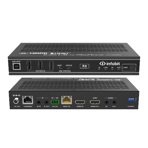 Удлинитель сигнала HDMI, USB Infobit iTrans E90U8K разрешение 8К/30, USB 2.0 до 90 метров, eARC