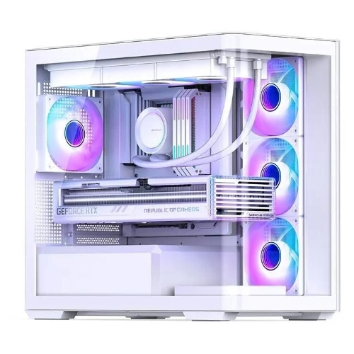 Корпус без блока питания JONSBO D300, Mini-Tower, TG, no fan, 2xUSB-A 3.2 + 1xUSB-C 3.2, mATX, mITX White