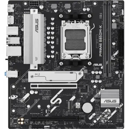 Материнская плата ASUS PRIME B850M-K, AM5, AMD B850, 2xDDR5, 4xSATA, 2xM.2, 1xPCIe 5.0 x16, 1xPCIe 4.0 x8, 1xDP, 1xHDMI, 1x2.5Gb LAN, 2xUSB-A 10Gbps, 2xUSB-A 5Gbps, 4xUSB-A 2.0, 1xPS/2, 3x3.5 мм, 7.1, mATX