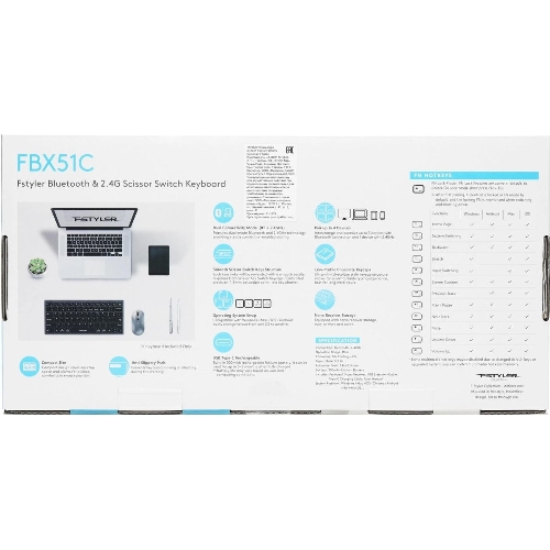 Клавиатура беспроводная A4Tech Fstyler FBX51C серый USB BT/Radio slim Multimedia