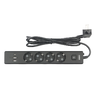 Бытовой удлинитель PowerCube, 4 р с/з вык.,3USB, 3500 Вт, 16А, 1.9 м, 3x1,0 черный PC-7B-2M