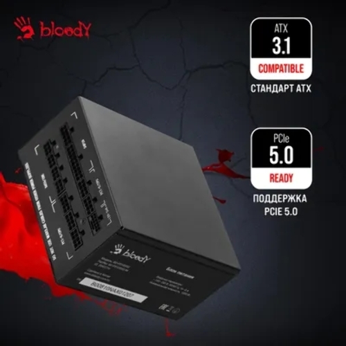 Блок питания Bloody BD-PS1000G, 1000Вт, 80 PLUS Gold, 140мм, модульный, черный