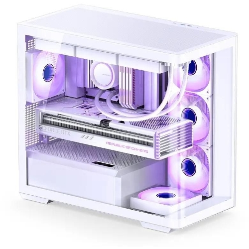 Корпус без блока питания JONSBO D300, Mini-Tower, TG, no fan, 2xUSB-A 3.2 + 1xUSB-C 3.2, mATX, mITX White