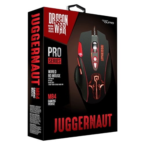 Мышь проводная Qumo PRO Series Juggernaut M84 черный, 6400 dpi, USB, кнопки - 8