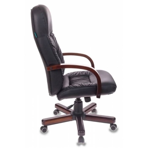 Кресло руководителя Бюрократ T-9908/WALNUT черный, кожа, крестовина металл