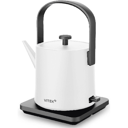Чайник электрический Vitek VT-WK1001 0.8л. 1000Вт белый/черный корпус: металл