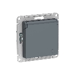Механизм розетки 1-м СП AtlasDesign 16А IP20 с заземл. защ. шторки с крышкой грифель