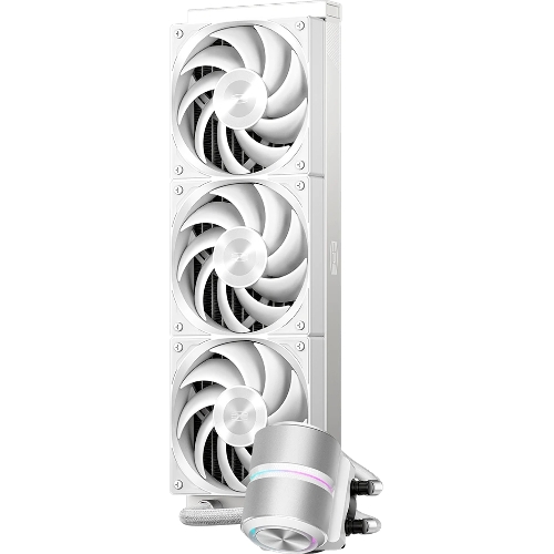 Система охлаждения Water Cooling System PCCooler DE360 Pro WH (300W, 360мм, White, ARGB Pump, Fans: 3x120мм, 86.73CFM, 32dBA, 2200RPM/Pump height 57мм, 28dBA, 3200RPM, Rad thickness 27мм/S: 1851, 1700, 1200, 115X, AM5, AM4, AM3)