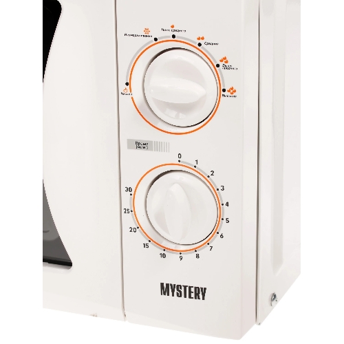 Микроволновая печь Mystery MMW-2013 белый, 20 л, 800 Вт, переключатели - поворотный механизм
