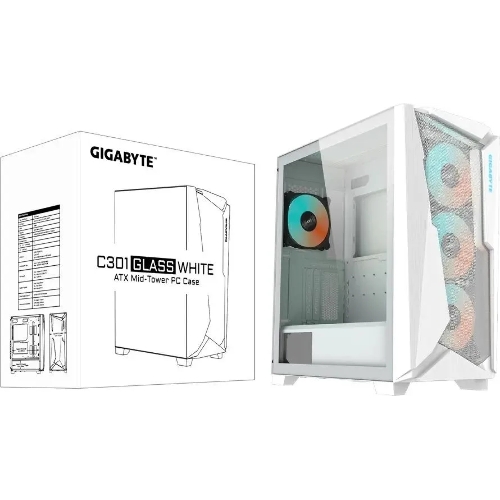 Компьютерный корпус Gigabyte C301GW белый без БП ATX 4x120мм 4x140мм 2xUSB 3.0 audio bott PSU