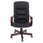 Кресло руководителя Бюрократ T-9908/WALNUT черный, кожа, крестовина металл