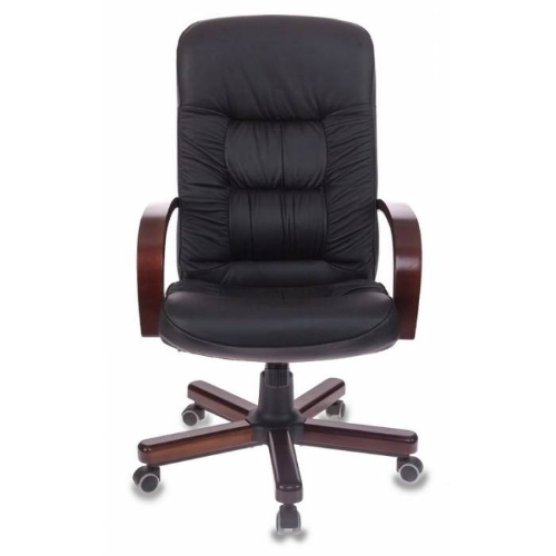 Кресло руководителя Бюрократ T-9908/WALNUT черный, кожа, крестовина металл