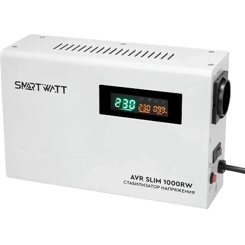 Настенный стабилизатор напряжения SMARTWATT AVR SLIM 1000RW (100W - 260W, 1000VA, 1 кВт, 50 Гц, розеток - 1, LED-дисплей