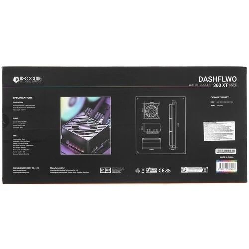 Система жидкостного охлаждения ID-Cooling Dashflow 360 XT Pro ARGb черный 120мм алюминий+медь 2150rpm 32.5db 4-pin 350W