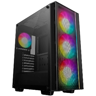 Компьютерный корпус Deepcool MATREXX 55 MESH V4 без БП, боковое окно (закаленное стекло), 3xARGB LED 140мм вентилятора спереди, 1xARGB LED 120мм вентилятор сзади, черный, ATX