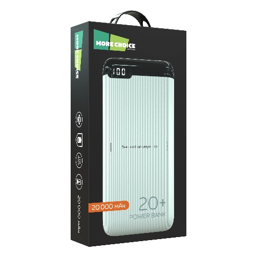 Портативный аккумулятор More choice (4620202550514) PB19-20 2USB 2.1A - 20000mAh белый