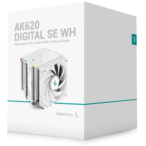 Кулер для процессора DEEPCOOL AK620 DIGITAL SE WH LGA20XX/1700/1200/115X/AM5/AM4 (9шт/кор, TDP 260W, PWM, DUAL Fan 120мм, 6 тепл. трубок, ARGb, белый) RET (R-AK620-WHADMN-GJD)