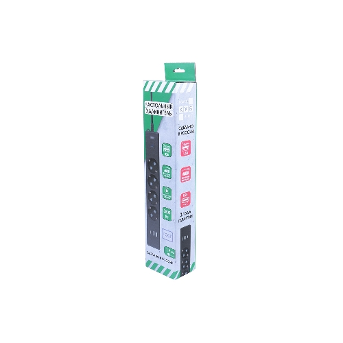 Бытовой удлинитель PowerCube, 4 р с/з вык.,3USB, 3500 Вт, 16А, 1.9 м, 3x1,0 черный PC-7B-2M