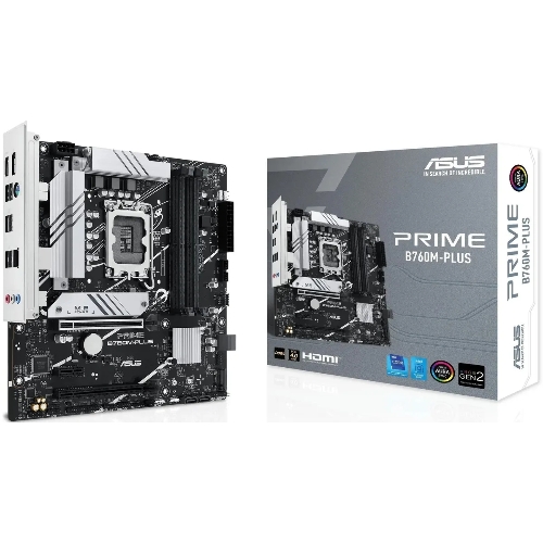 Материнская плата ASUS PRIME B760M-PLUS, LGA 1700, Intel B760, 4xDDR5, 4xSATA, 2xM.2, 1xPCIe 4.0 x4, 1xPCIe x1, 1xDP, 1xHDMI, 1x 2.5Gb LAN, 2xUSB-A 3.2 Gen 2, 4xUSB-A 2.0, 3x3.5 мм, 7.1, mATX