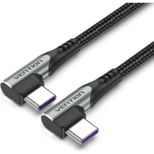 Кабель Vention USB 2.0 CM/CM угловой - 1м. Серый 5А PD100W
