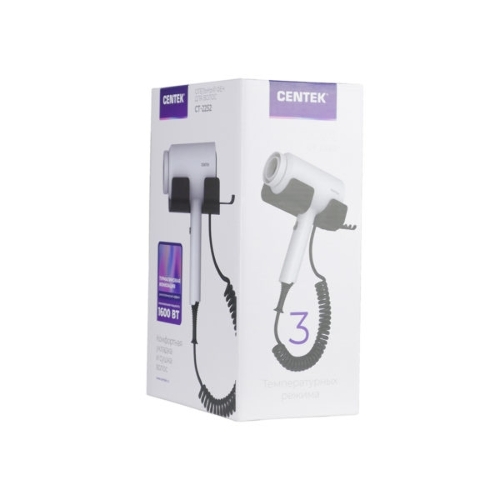 Фен Centek CT-2252 белый/черный, 1600 Вт, ионизация