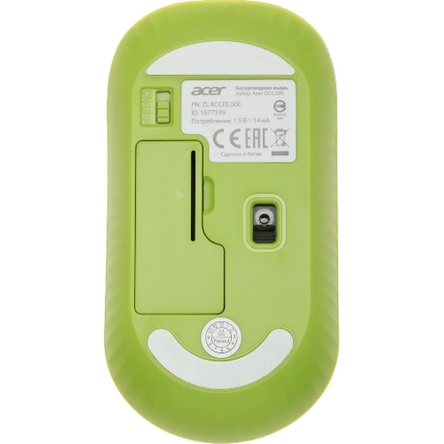 Комплект клавиатура + мышь Acer OCC205 беспроводной USB, 1200 dpi, зеленый/желтый