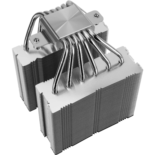 Кулер для процессора Thermalright Royal Knight 120 SE (4-pin PWM, 155мм, Ni/Cu, 6x6мм, 2x120мм, 66.17CFM/59CFM, 25.6dBA/26.1dBA, 1500RPM/1800RPM, S: 1200, 1700, 1851, 115X, AM4, AM5, silver, black)