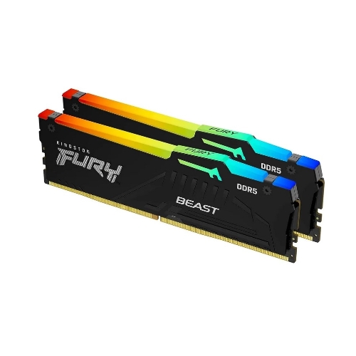 Оперативная память Kingston Fury Beast, DDR5, 64GB (2x32GB), 5600MHz, CL40, DIMM, с радиатором, RGB, черный