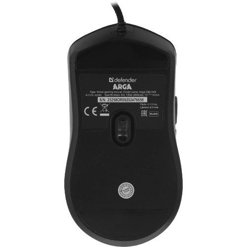 Мышь проводная Defender Arga GM-049 черный, 3600 dpi, USB, кнопки - 6