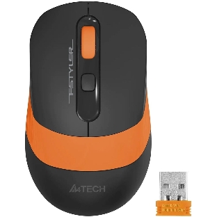 Мышь беспроводная A4Tech Fstyler FG10S черный/оранжевый, 2000 dpi, радиоканал, USB, кнопки - 4
