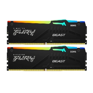 Оперативная память Kingston Fury Beast, DDR5, 64GB (2x32GB), 5600MHz, CL40, DIMM, с радиатором, RGB, черный